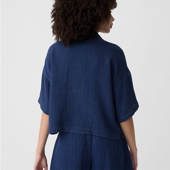 GAP Relaxed Cropped Gauze Shirt indigo S - Picture 3 of 3